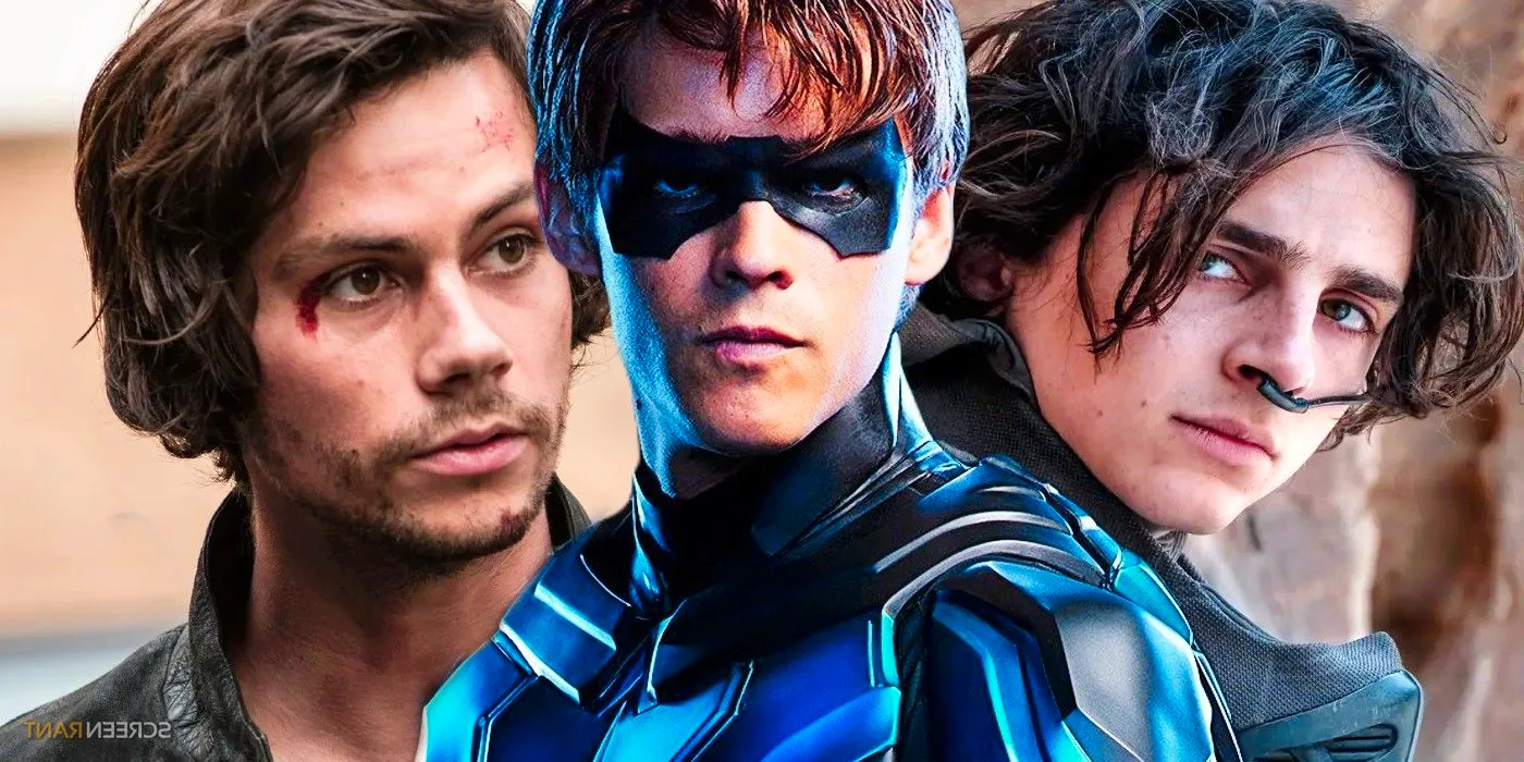 Brenton Thwaites as Nightwing in Titans with Timothée Chalamet in Dune and Dylan O'Brien in American Assassin Image