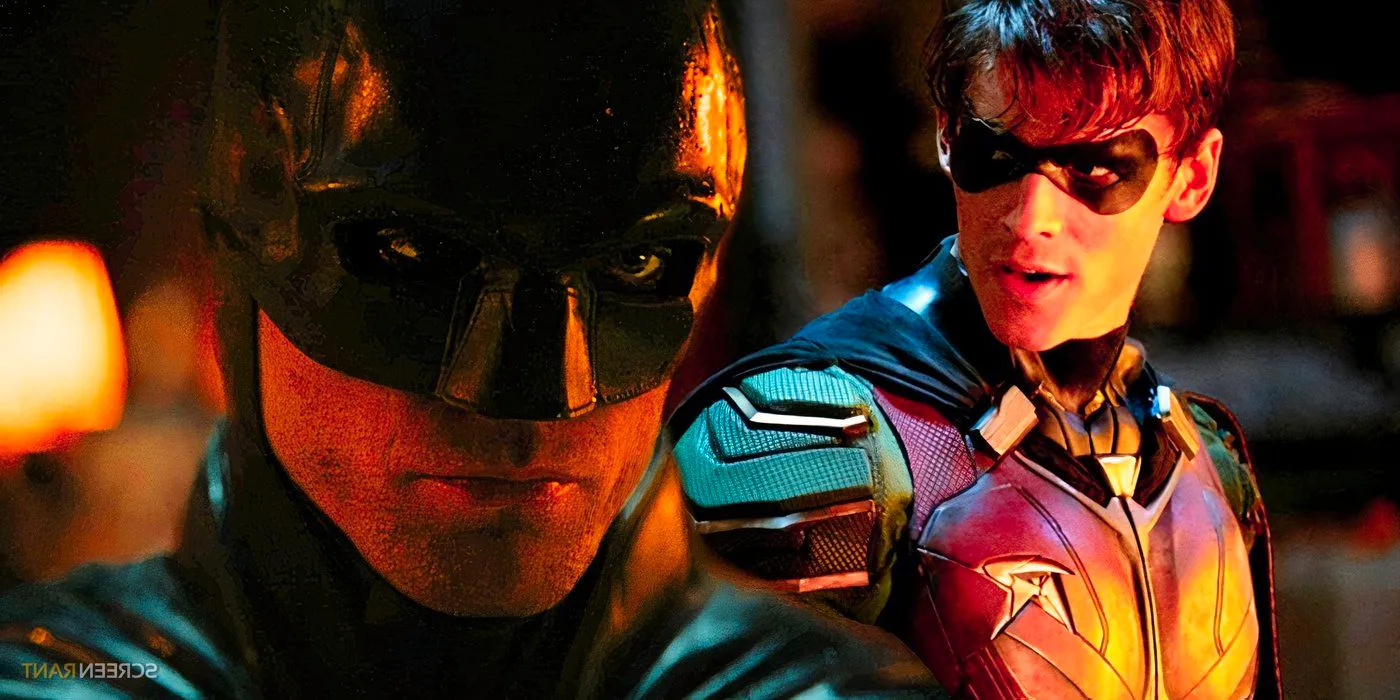 Brenton Thwaites as Robin in Titans and Robert Pattinson's Batman in The Batman Image