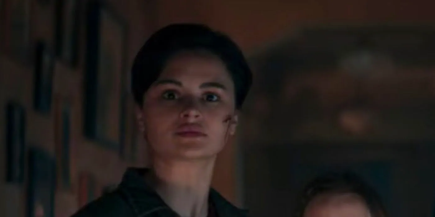 Bridget looks disturbed in Evil Dead Rise  Image