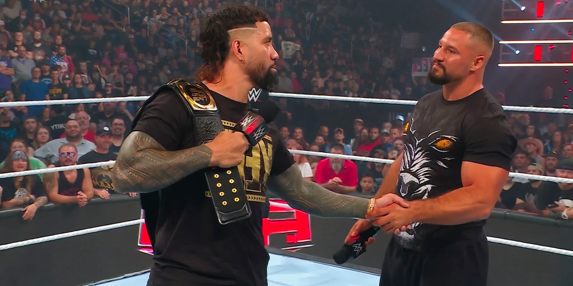 Bron Breakker shakes Jey Uso's hand as part of his Face Turn on Raw Image