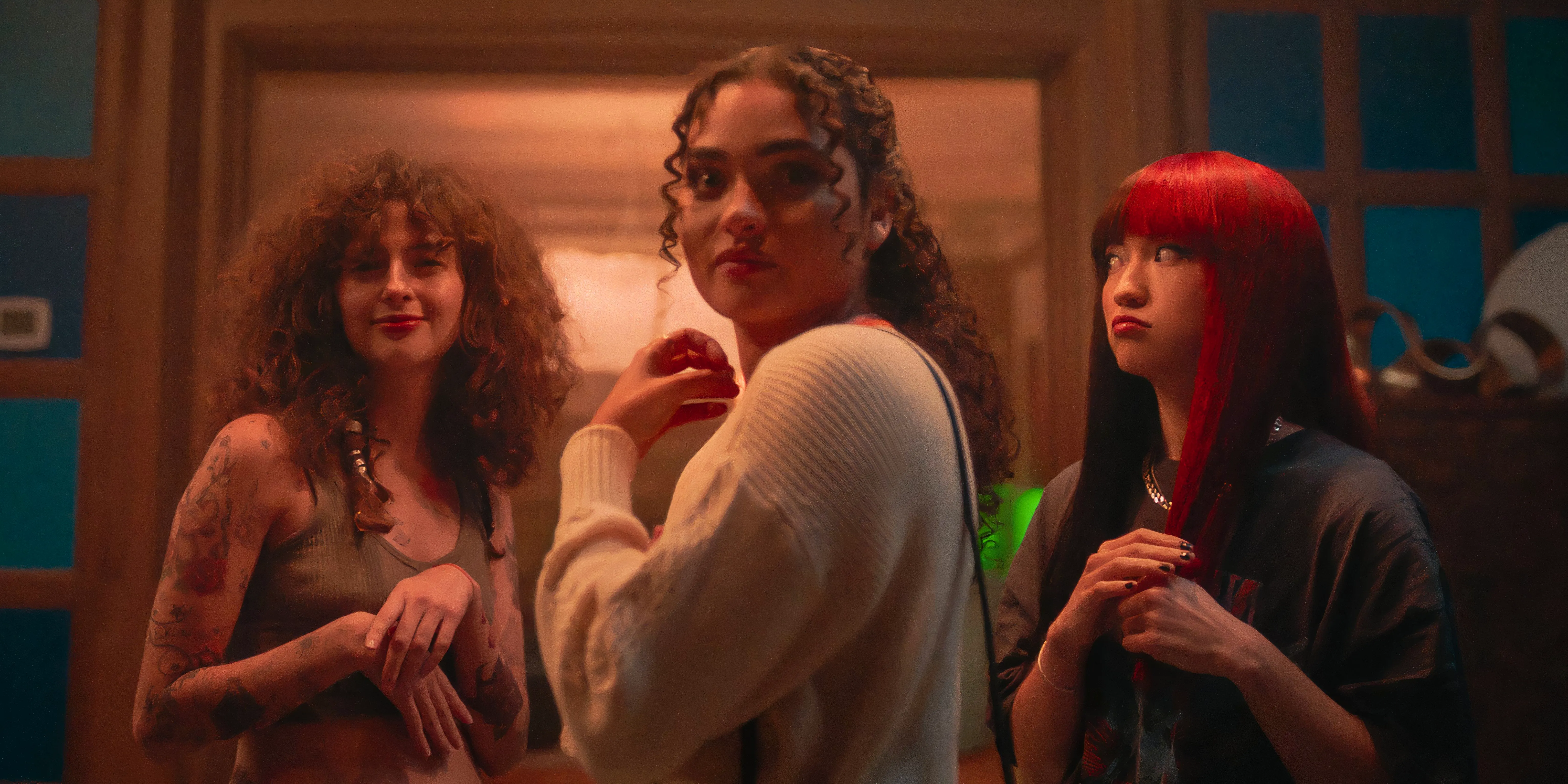 Brooke, Shelby, and Maya stand together in Netflix's It's What's Inside Image