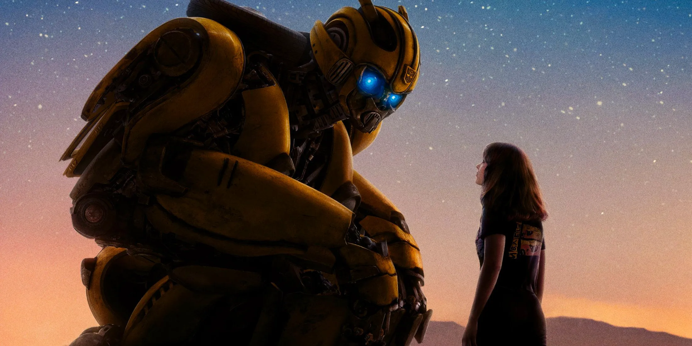 Bumblebee Looking at Hailee Steinfeld on the Poster for Bumblebee 2018 Image