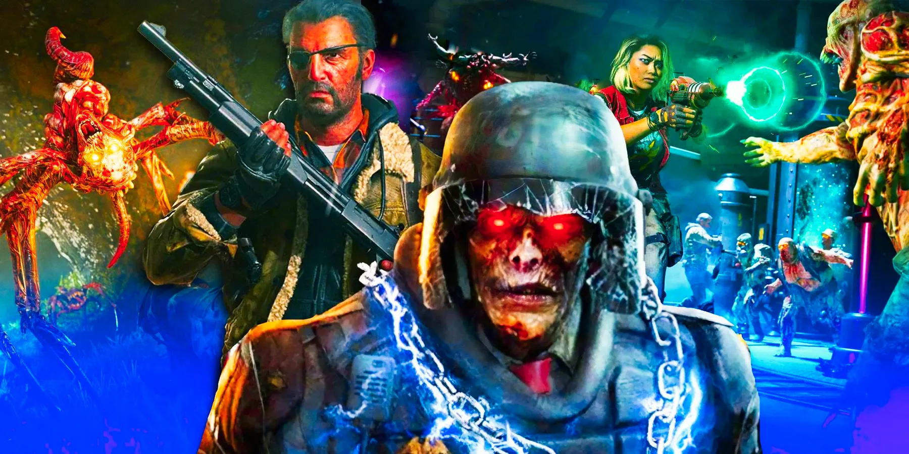 Call Of Duty Black Ops 6 Zombie characters with weapons and zombies Image