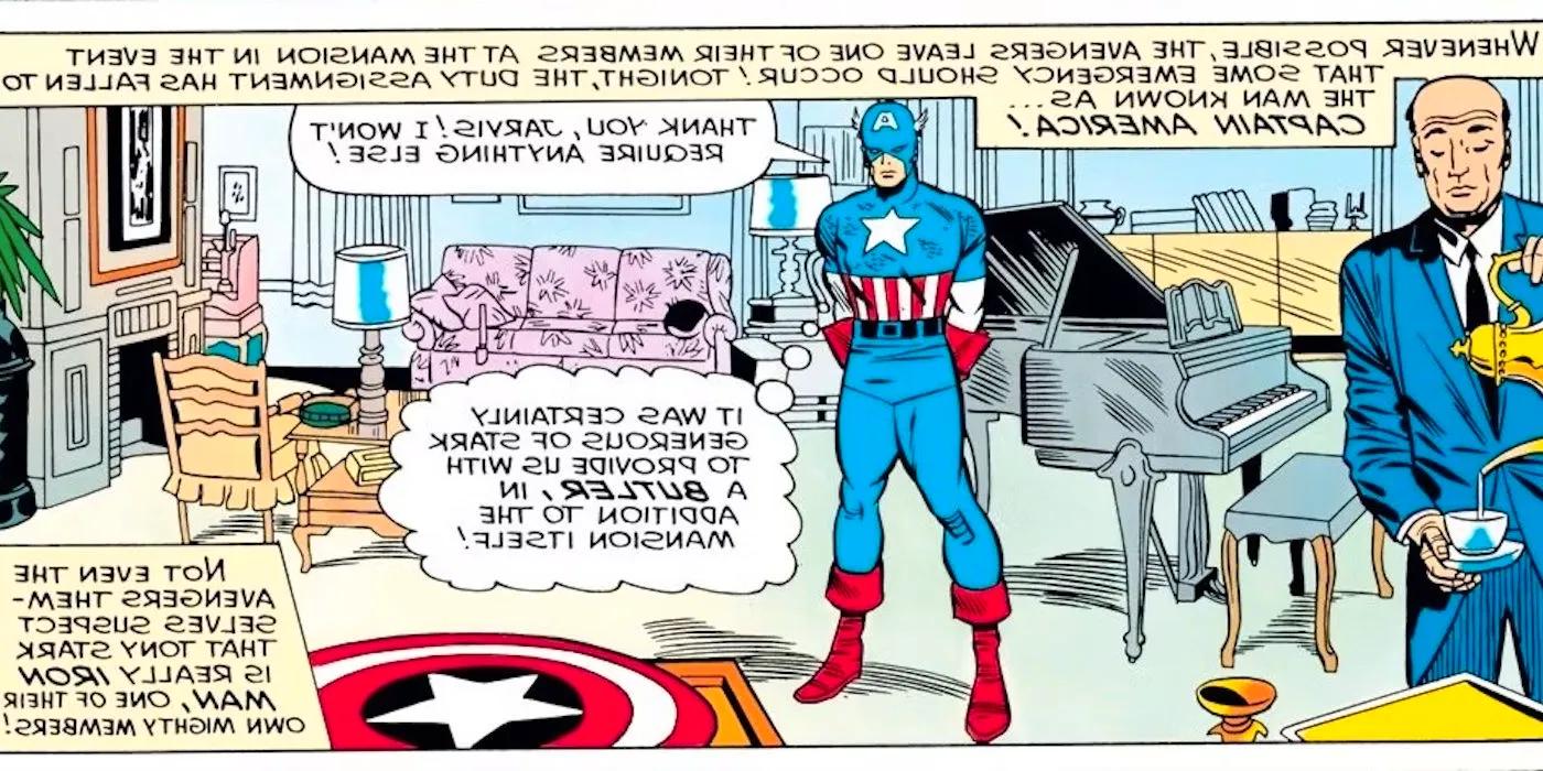 Captain America keeps watch at Avengers Mansion with Jarvis Image