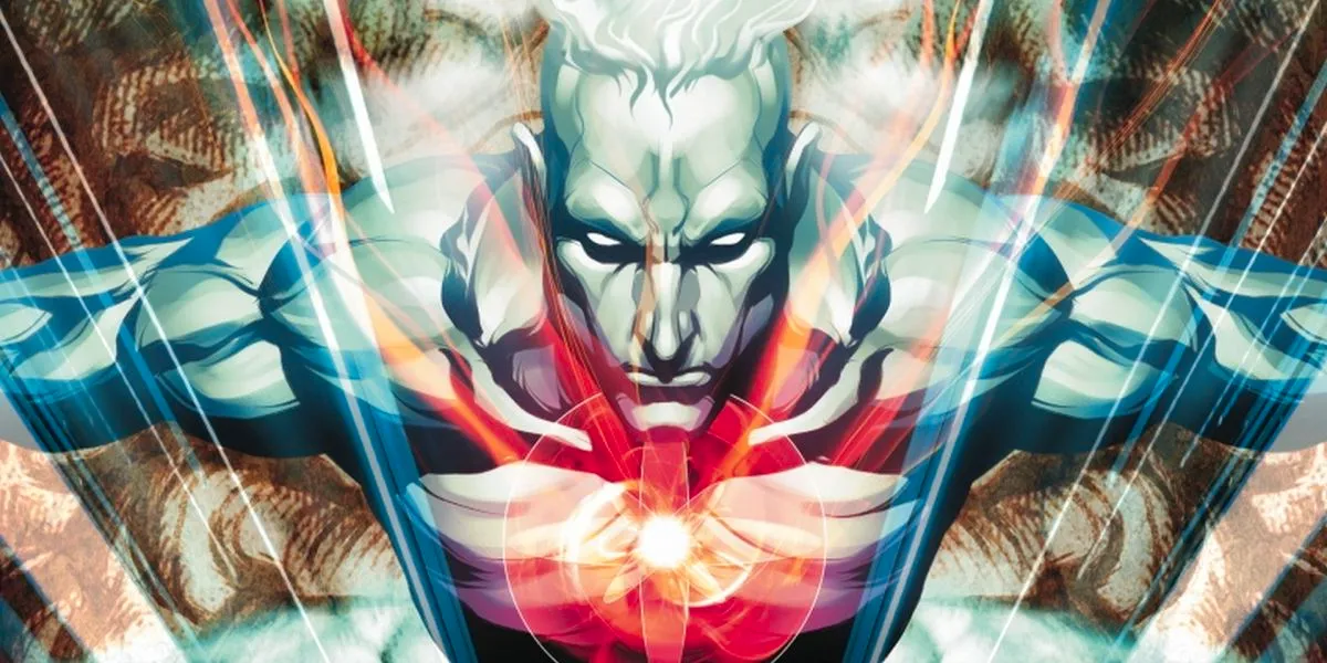 Captain Atom looking towards the reader in the DC Comics Image