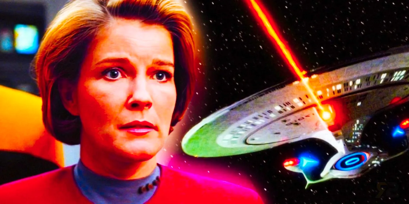 Captain Janeway from Star Trek: Voyager and the USS Enterprise-D. Image