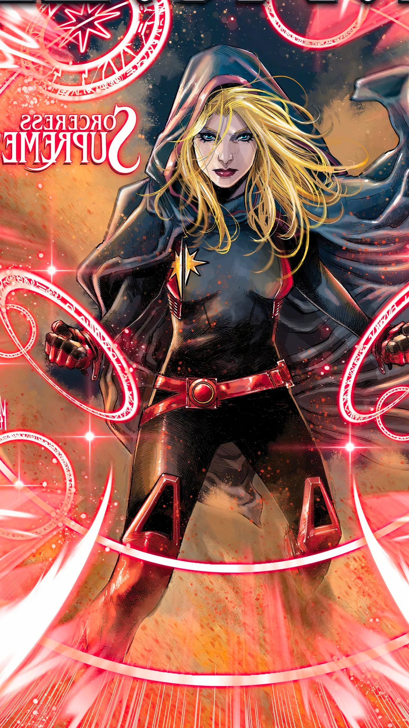 Captain Marvel Sorceress Supreme channels the mystic arts. Image