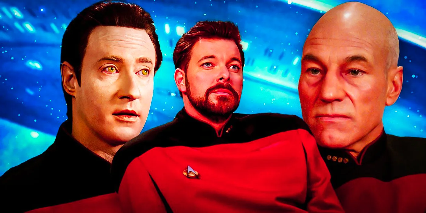 Captain Picard, Commander Riker, and Data from Star Trek: The Next Generation Image