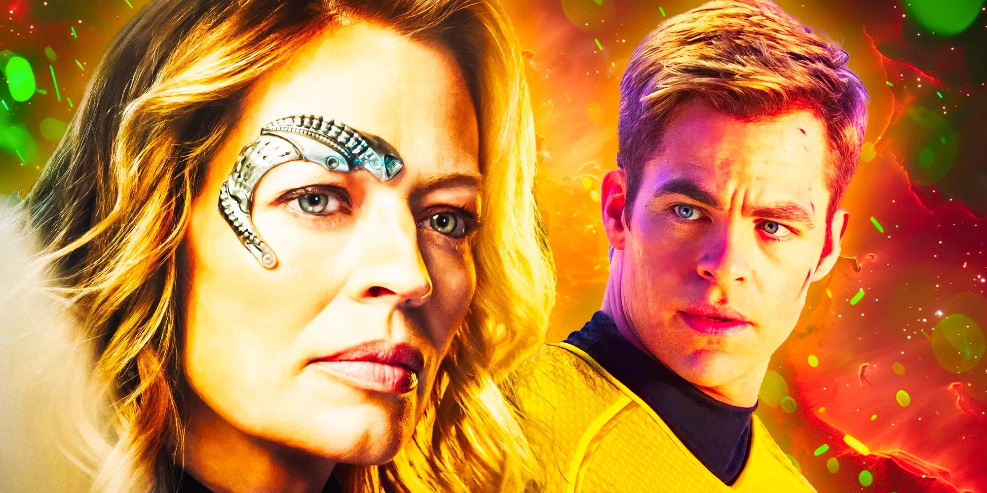 Captain Seven of Nine in Star Trek- Picard season 3 and Chris Pine's Captain Kirk in J.J. Abrams Star Trek movie Image