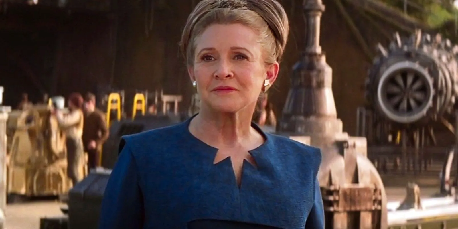 Carrie Fisher as General Leia on a Resistance Base in Star Wars: The Force Awakens Image