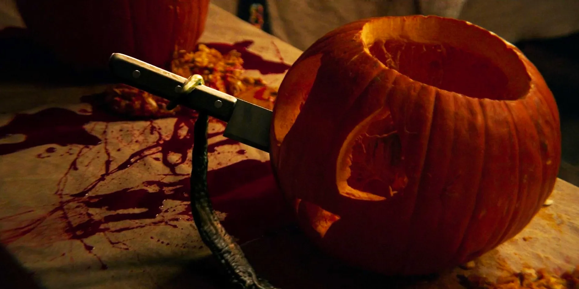 Carved 2024 a normal pumpkin with a knife inside Image