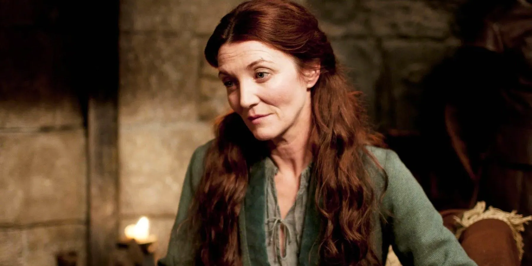 Catelyn Stark looking concerned in Game of Thrones Image