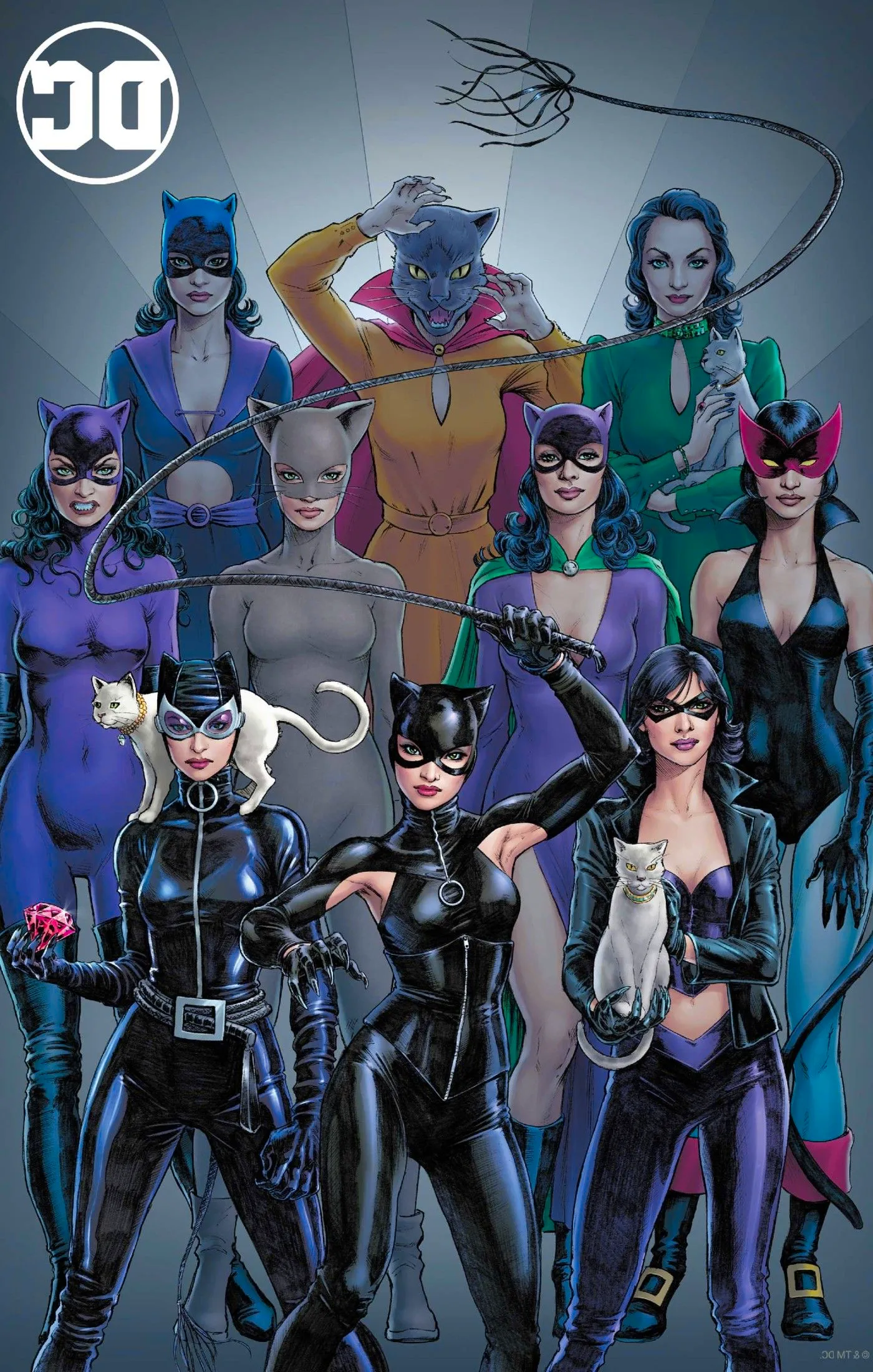 Catwoman 68 Scott Variant Cover: Catwoman appears in different versions of her costume throughout history. Image