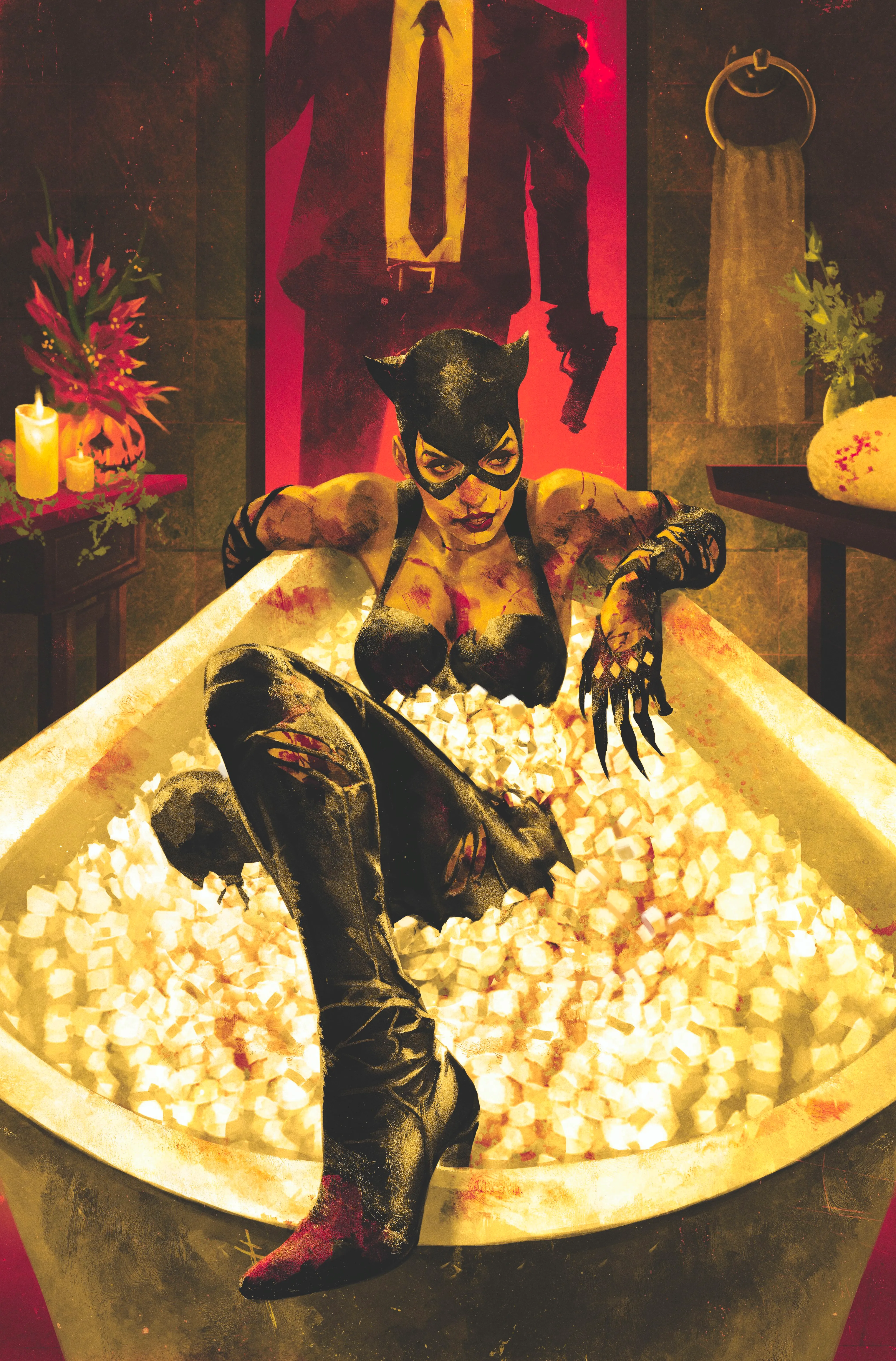 Catwoman #71 Cover by Seba Fiumara - Selina Kyle in new Halle Berry style costume in a bathtub of ice Image