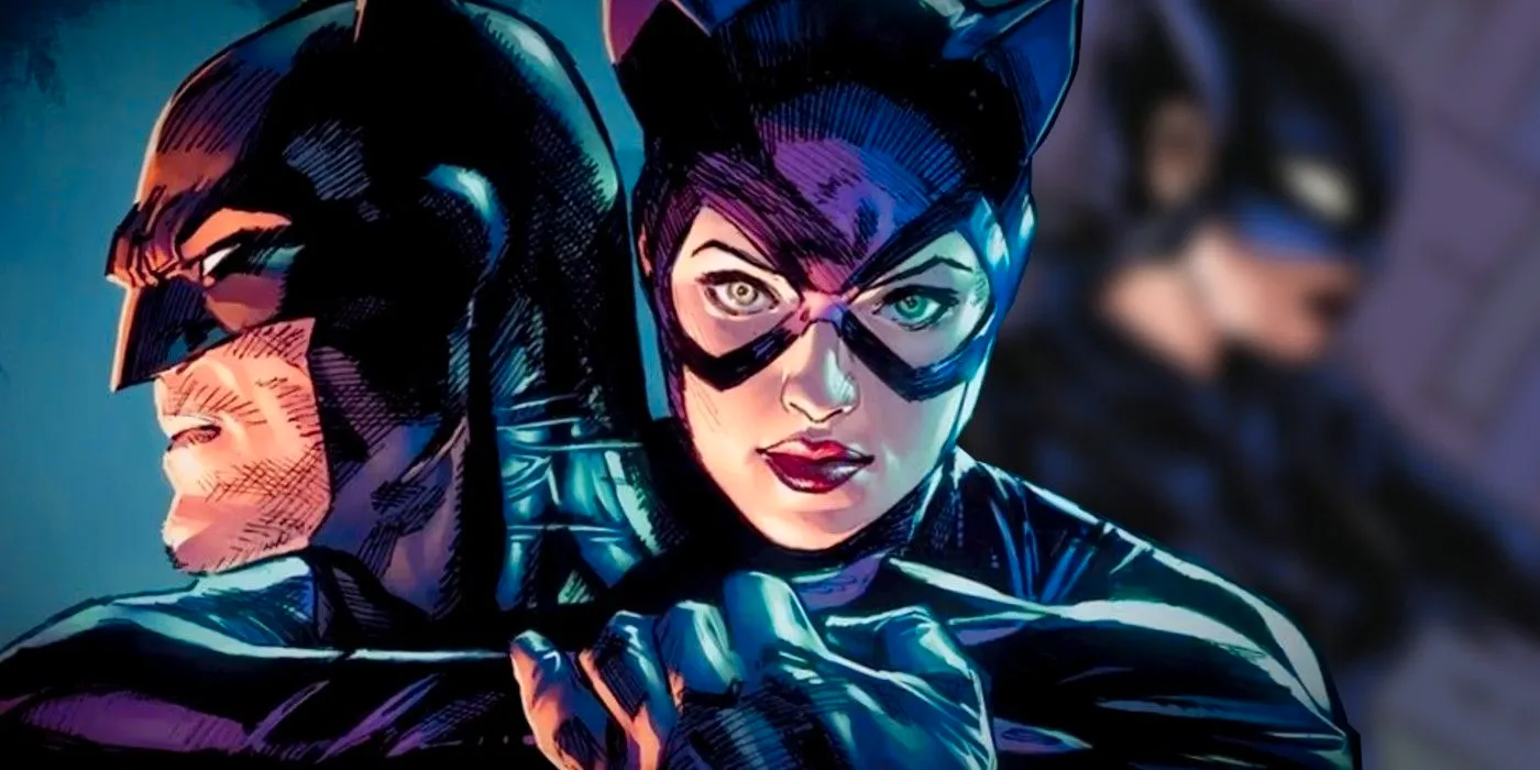 catwoman and batman alongside new catwoman costume Image