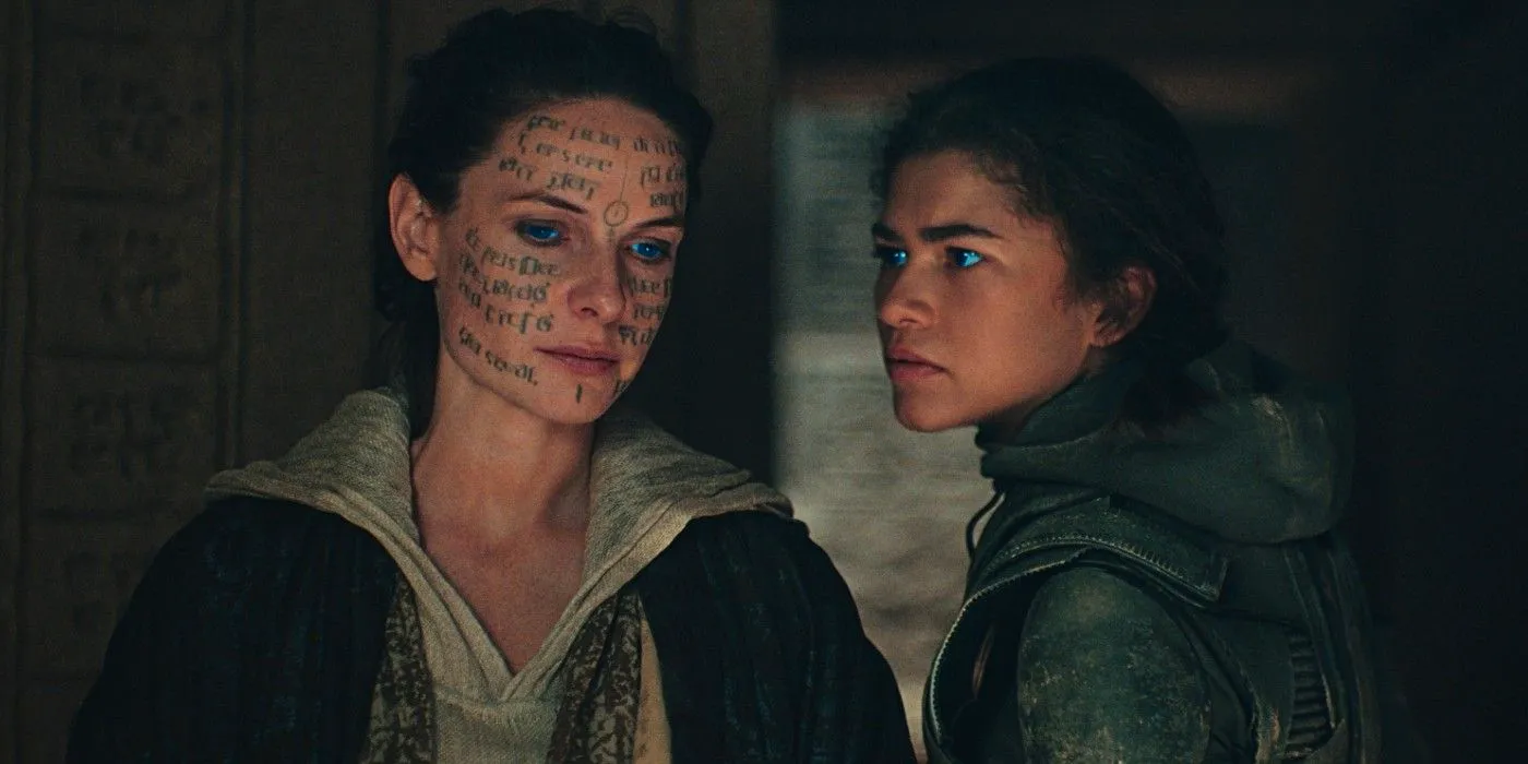 Chani confronts Jessica with writing on her face in Dune Part: Two Image