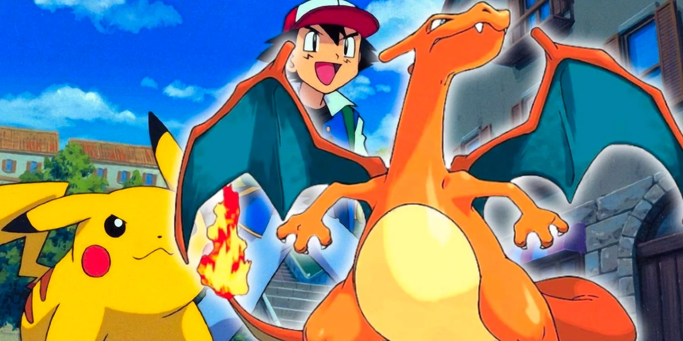 Charizard with Ash Ketchum and Pikachua Image