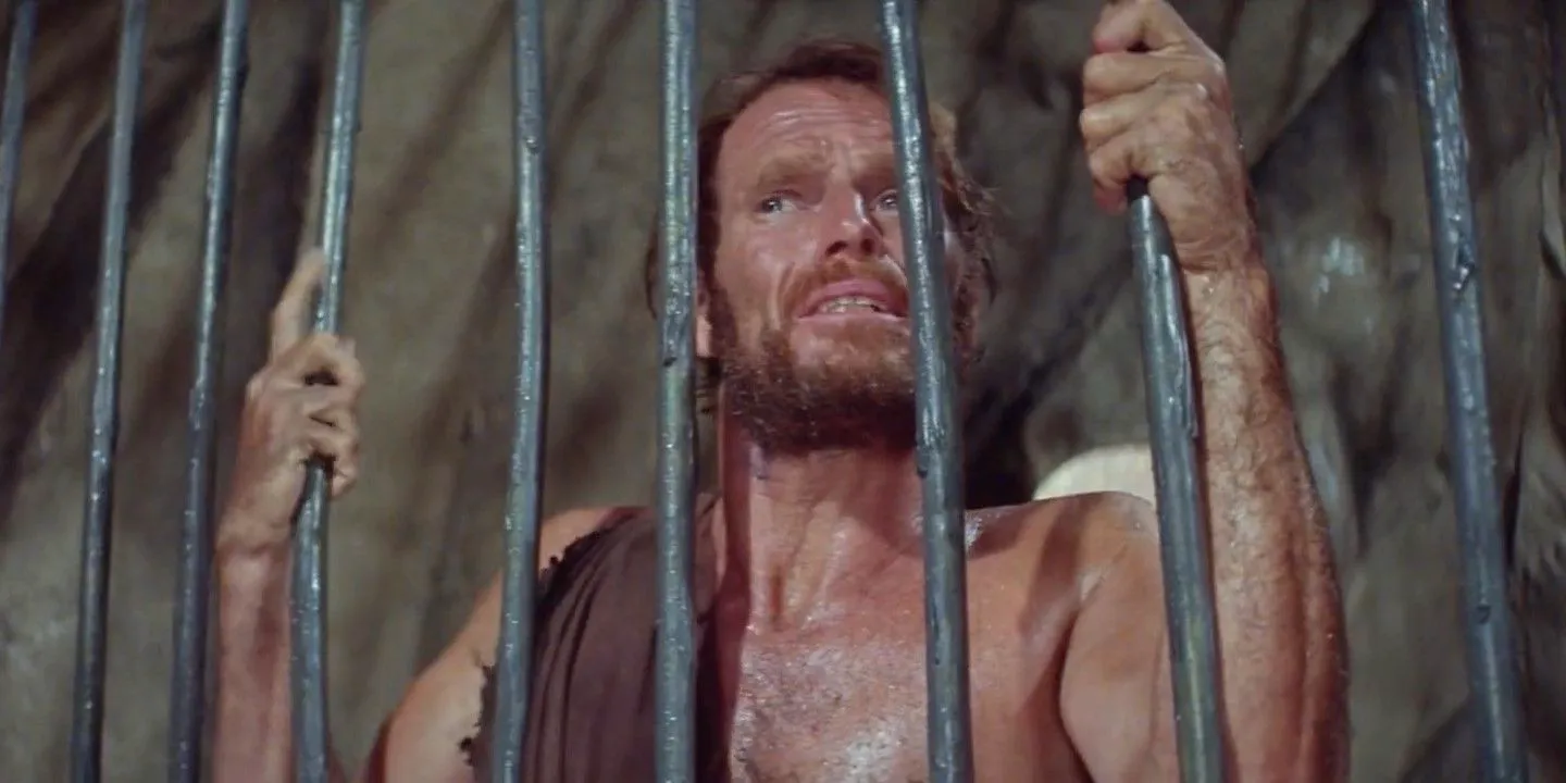 Charlton Heston as George Taylor in prison in Planet of the Apes (1968) Image