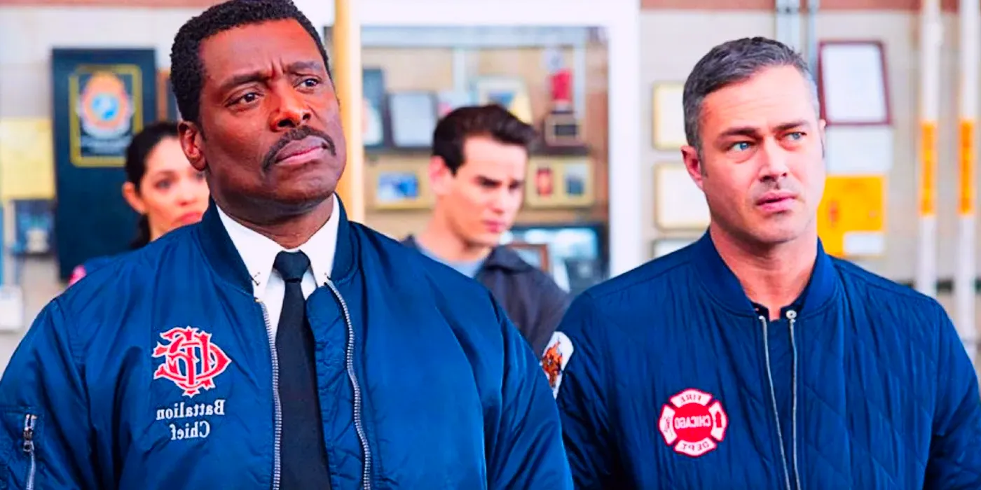 Chicago Fire Severide and Chief Boden looking skeptical Image