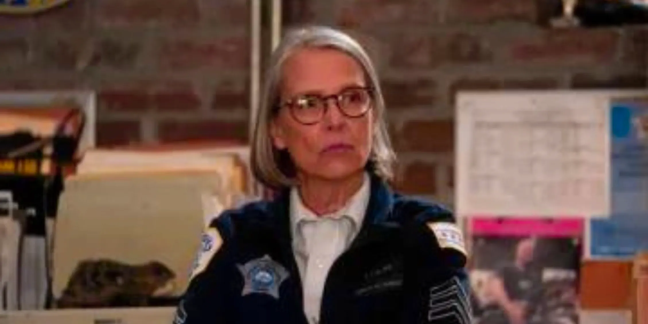 Chicago PD's Trudy Platt standing behind her desk and wearing glasses Image