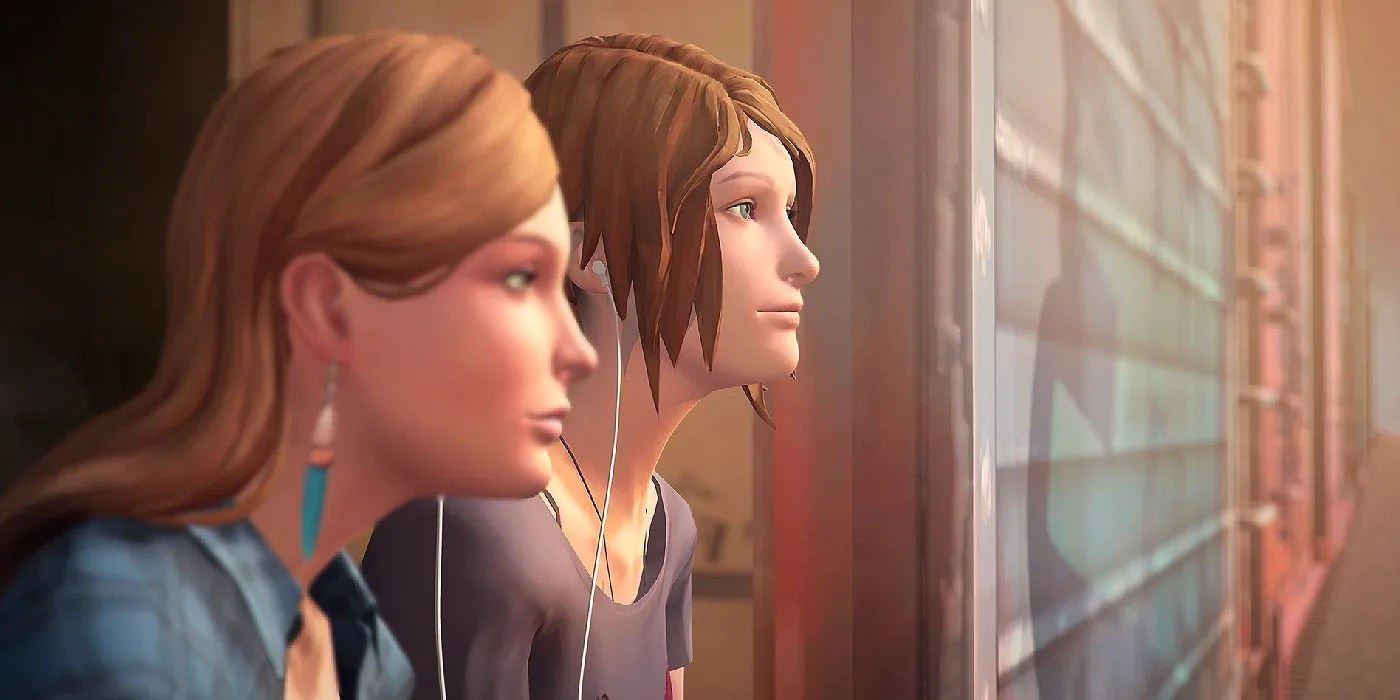 Chloe and Rachel listen to music on a train in Life Is Strange Image