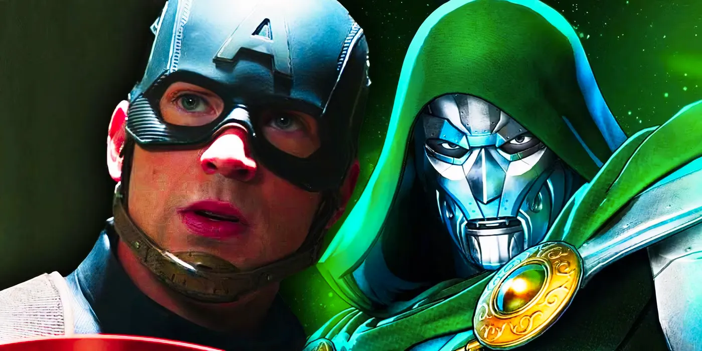 Chris Evans' Captain America in the MCU with Doctor Doom in Marvel Comics Image