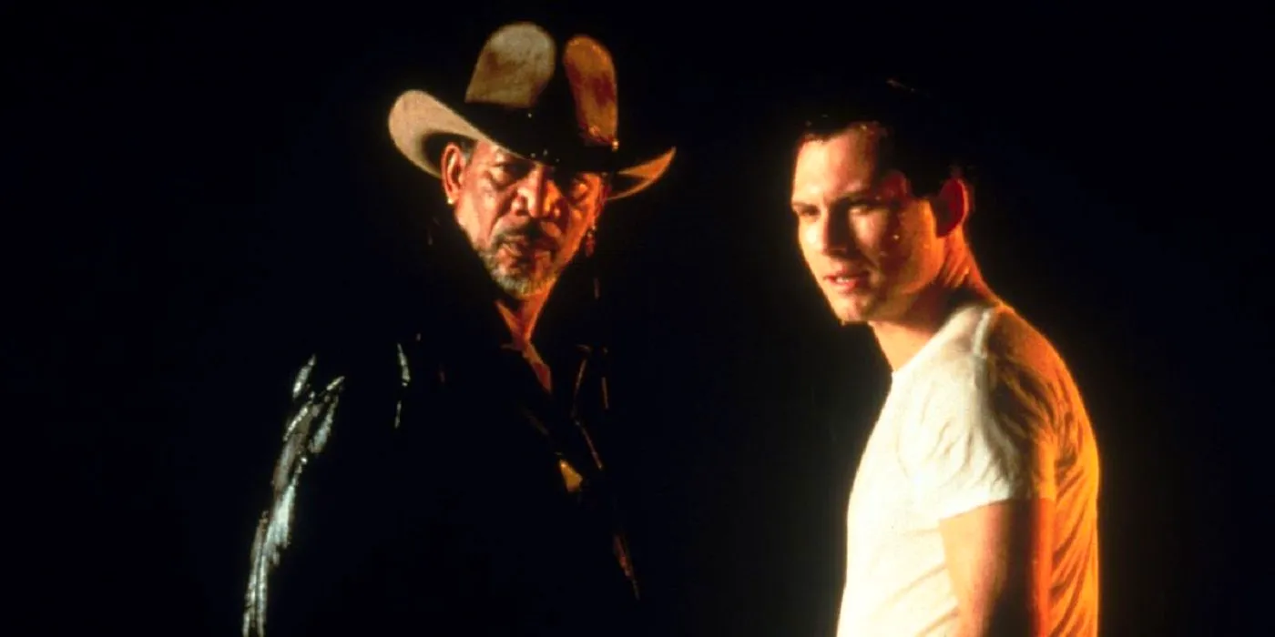 Christian Slater and Morgan Freeman in Hard Rain Image