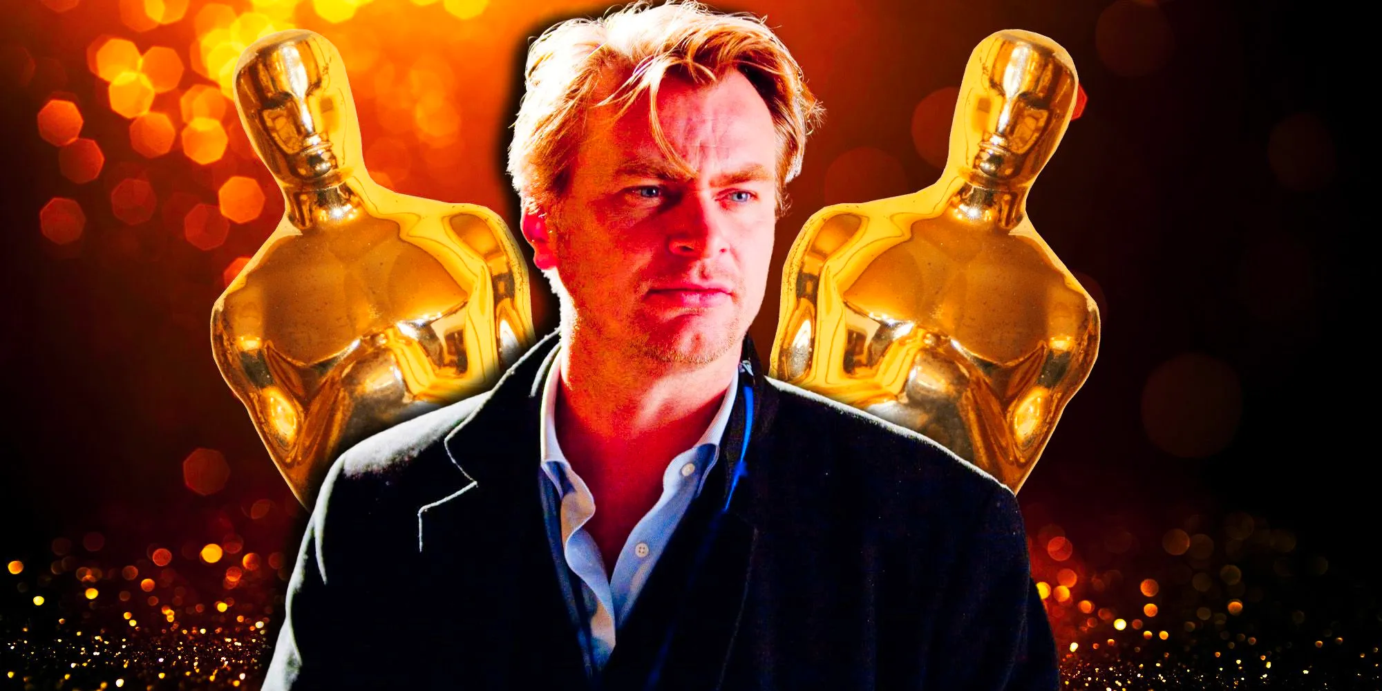 Christopher Nolan with some Academy Awards. Image