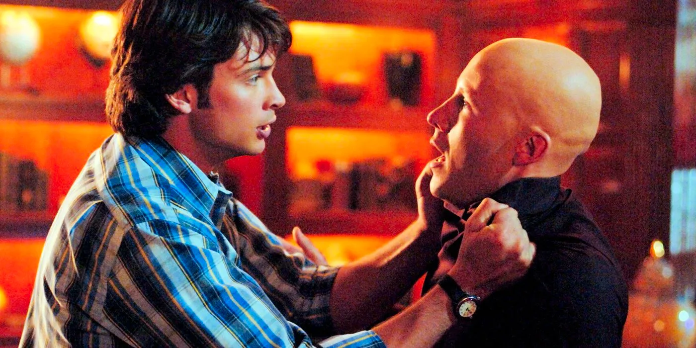 Clark Kent confronts Lex Luthor over the Cyborg experiments in Smallville Image