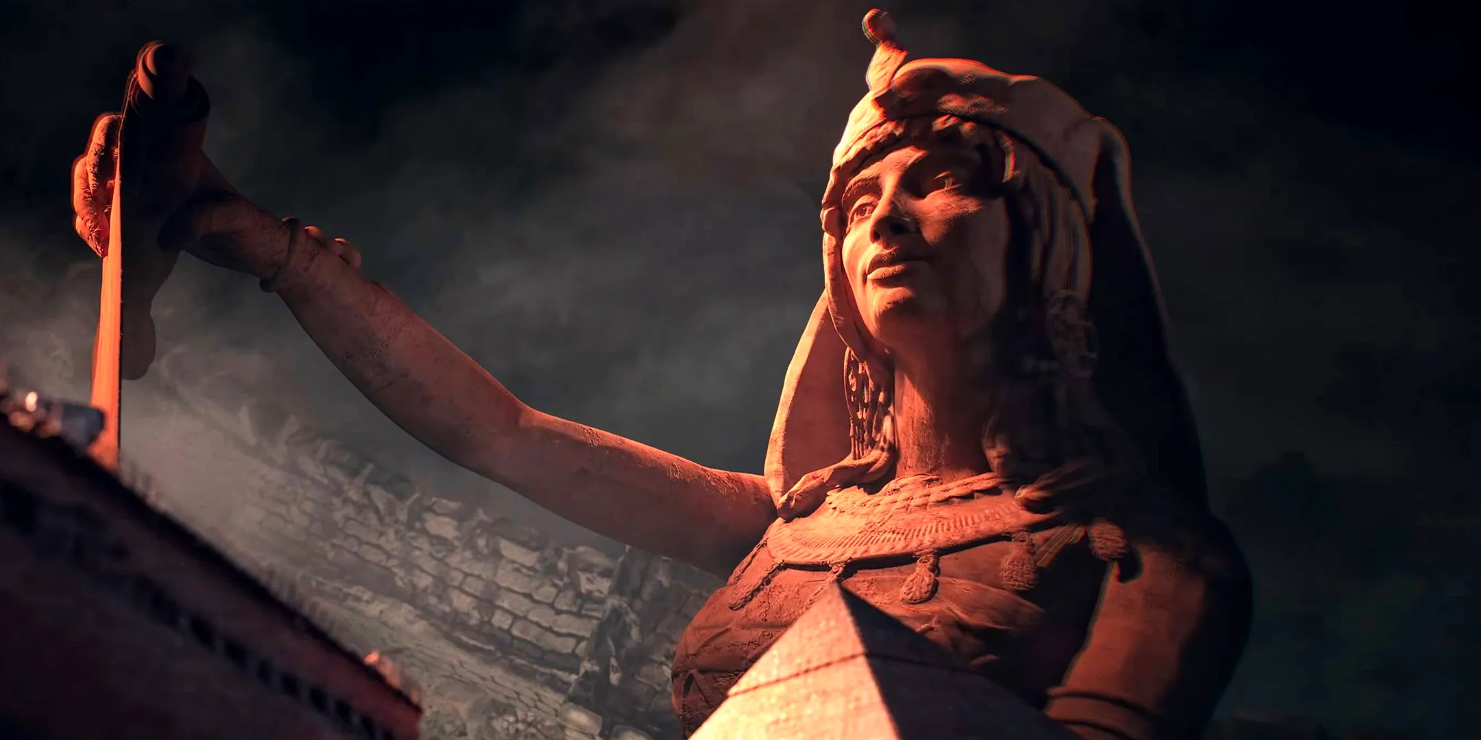 Cleopatra holding up a scroll in the Civilization 7 trailer. Image