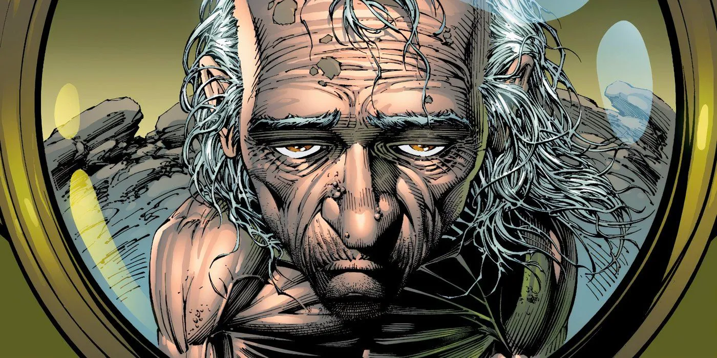 Close-up of Bruce Banner's face as an old man. Image