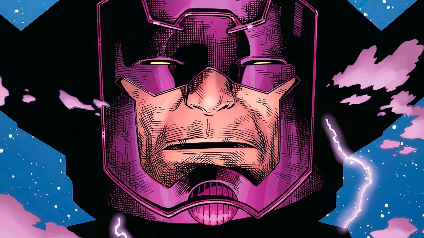 Close-up of Galactus' head, squinting his eyes. Image