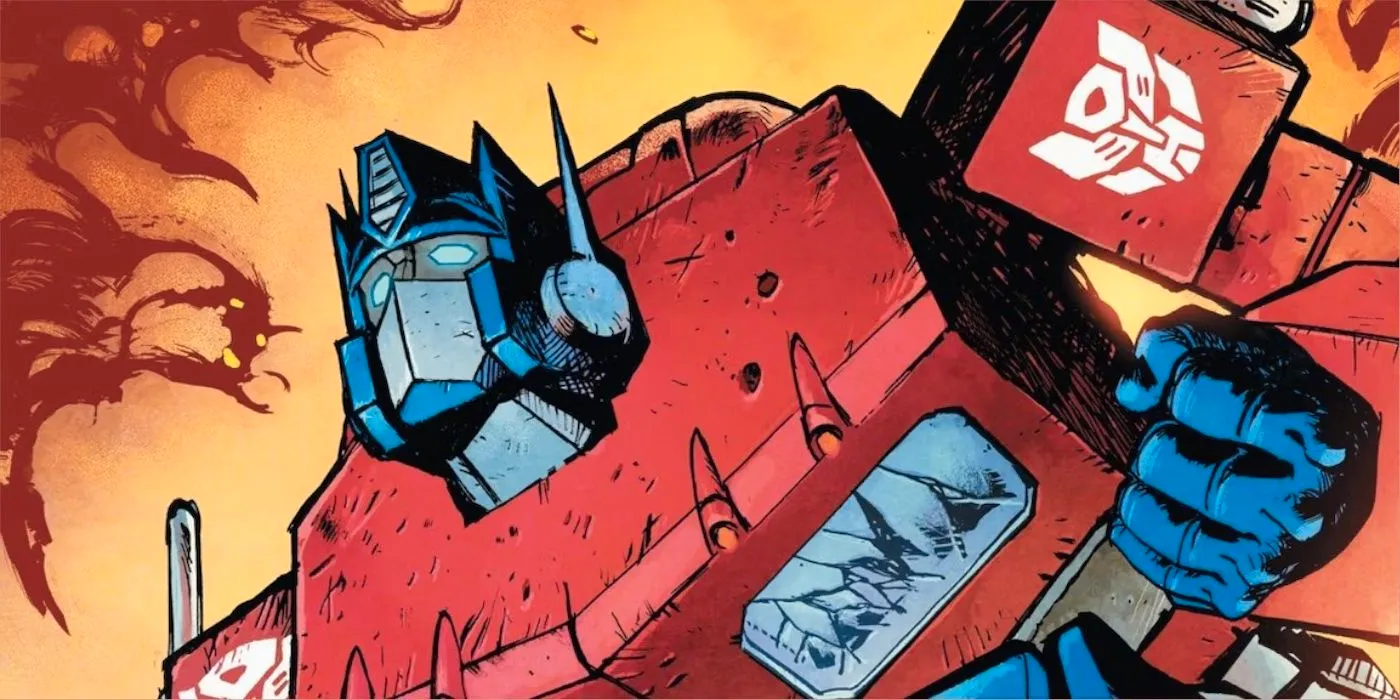 Close up of Optimus Prime from cover of Skybound's Transformers #1 Image