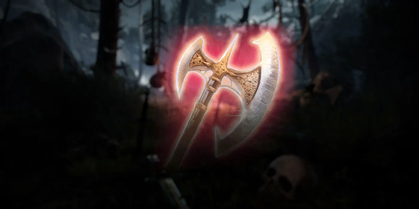 Close up of the Blooded Greataxe in Baldur's Gate 3. Image