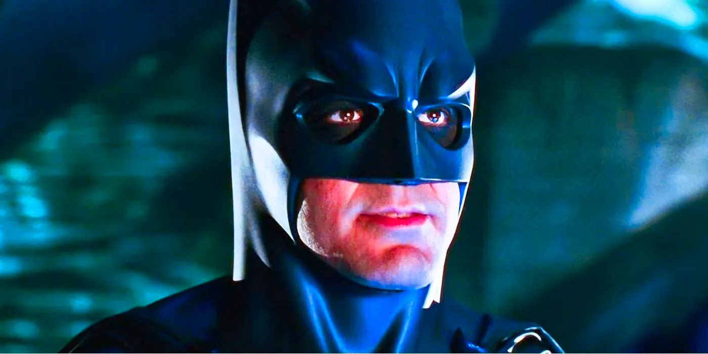 Close-up shot of George Clooney as Batman in Batman & Robin Image