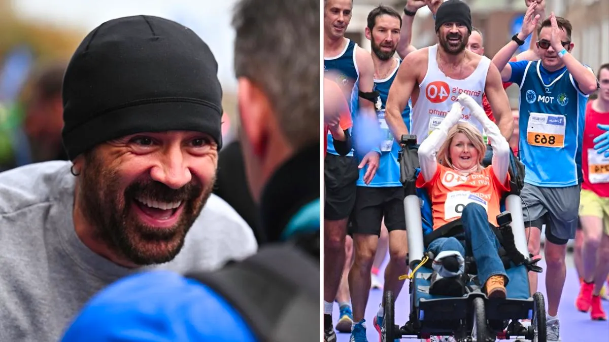 Colin Farrell completes Dublin marathon while pushing friend in a wheelchair, raises over $700,000 for charity Image