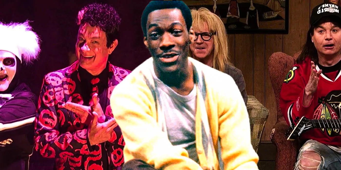 Collage image of Wayne's World, Mr. Robinson and David Pumpkins on Saturday Night Live Image