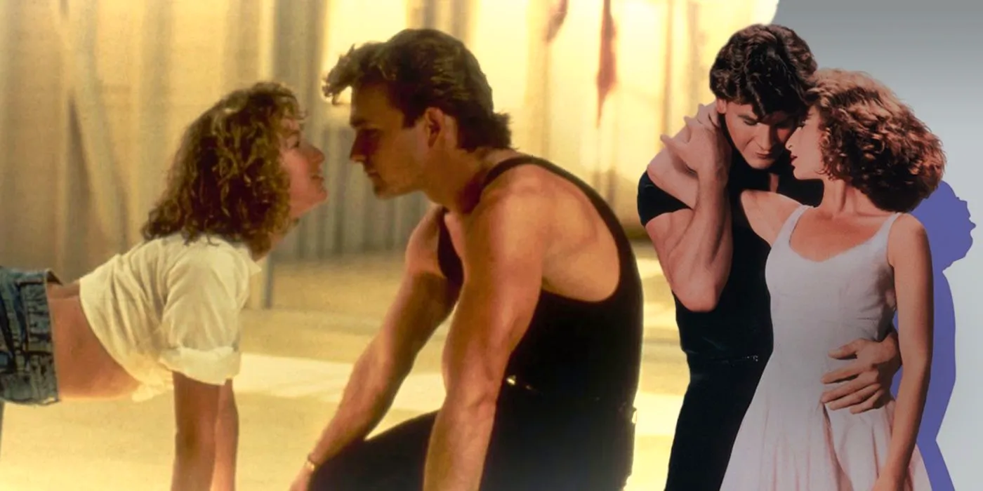 Collage of Baby and Johnny holding each other and a shot of them face to face from Dirty Dancing  Image