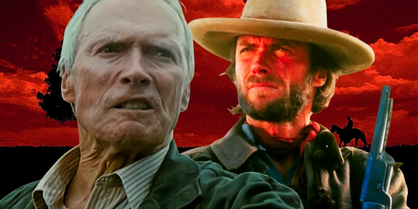 Collage of Clint Eastwood 's characters from Gran Torino and The Outlaw Josie Wales Image