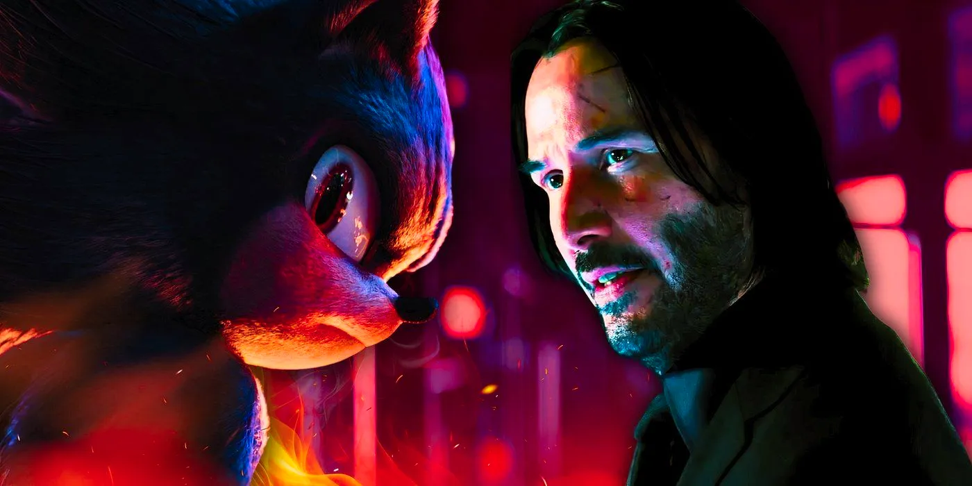 Collage of Keanu Reeves from John Wick and Shadow (Reeves) from Sonic the Hedgehog 3 Image