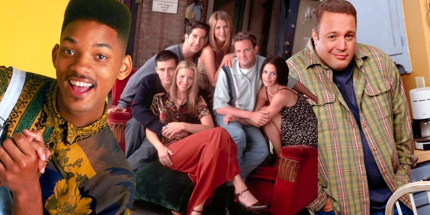 Collage of King of Queens, Friends, and Fresh Prince. Image