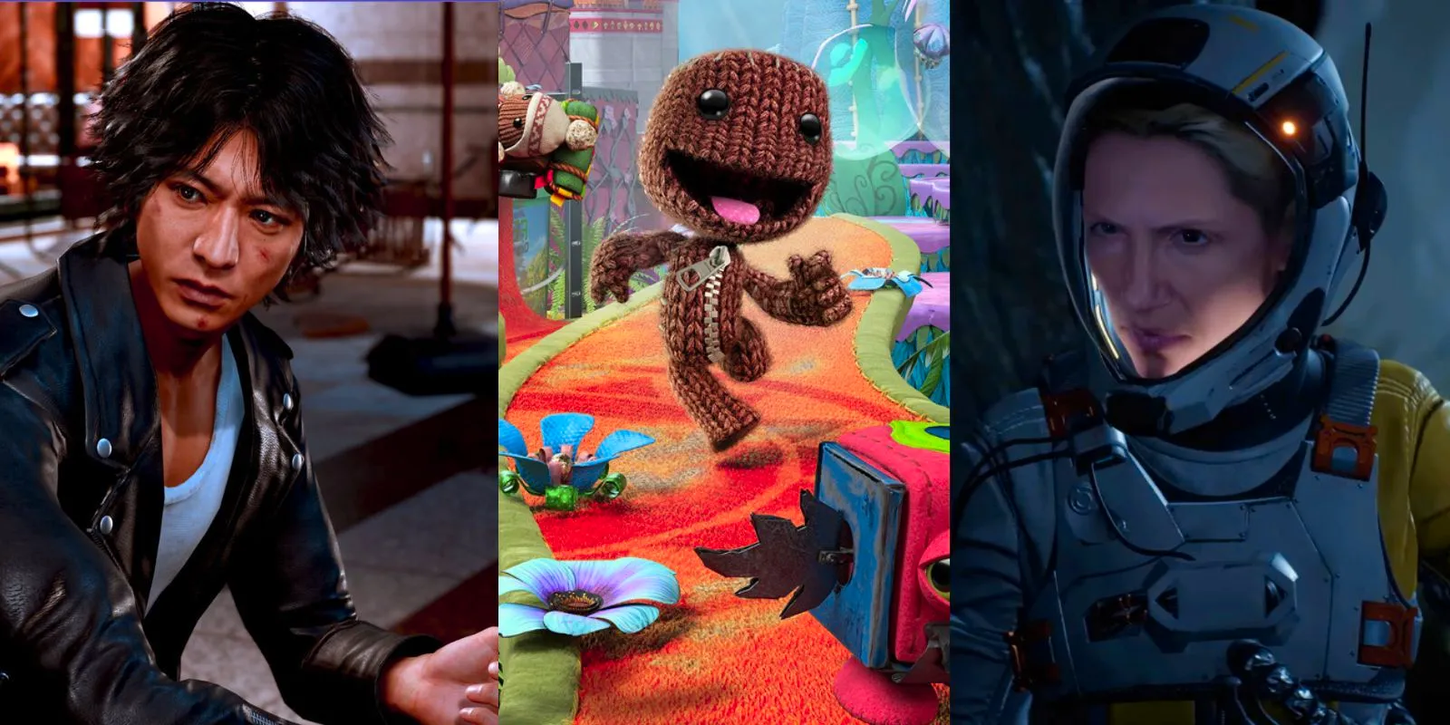 Collage of PS5 Games Returnal Sackboy and Lost Judgment Image