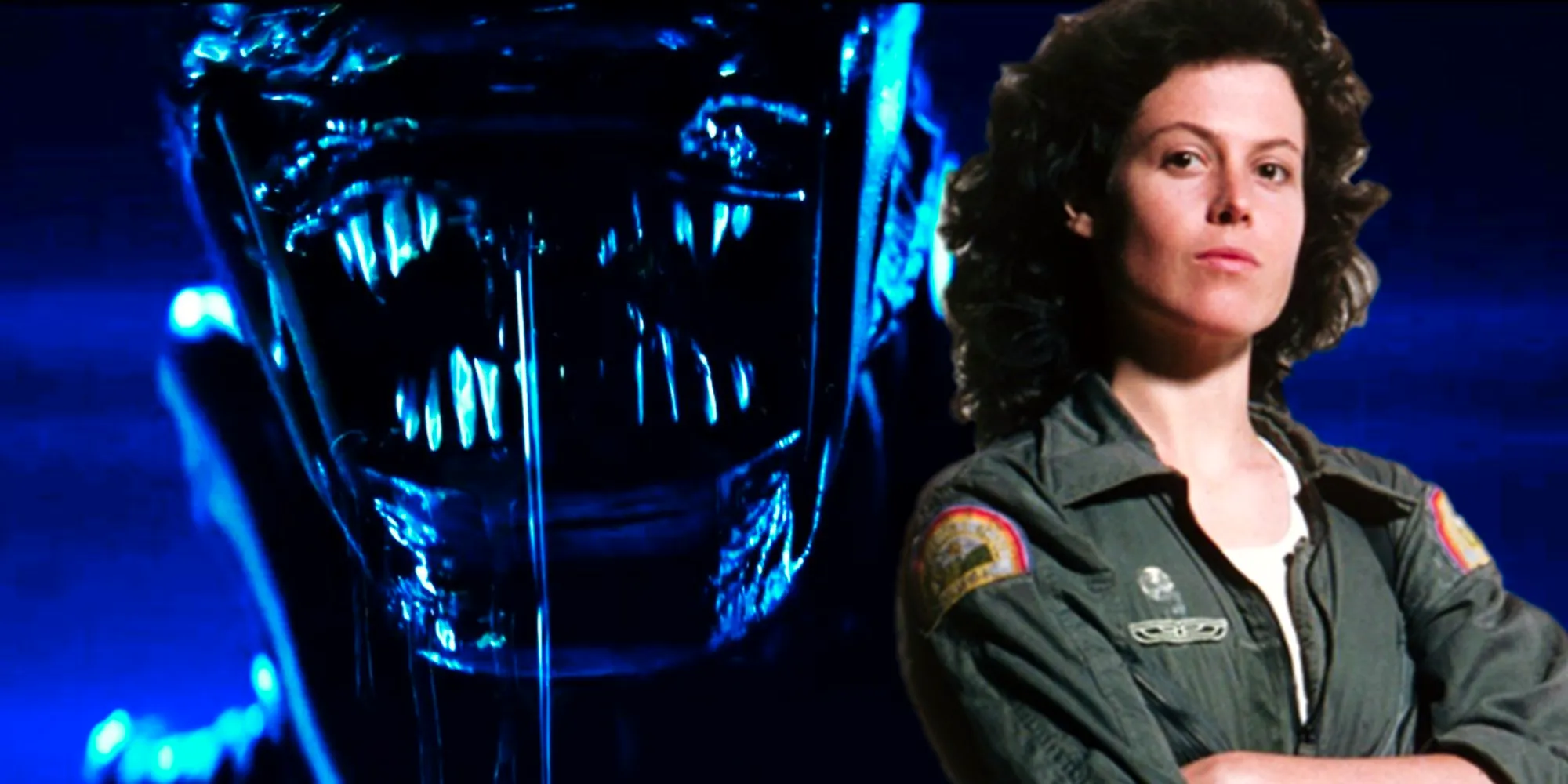 Collage of Ripley in Alien and a xenomorph in Alien Earth Image