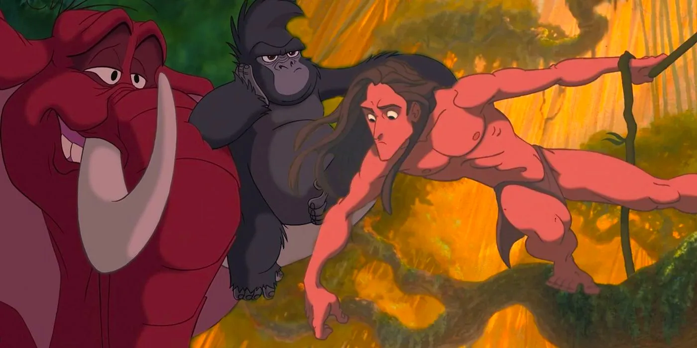 Collage of Tarzan, Turk, and Tantor in Disney's Tarzan.-1 Image