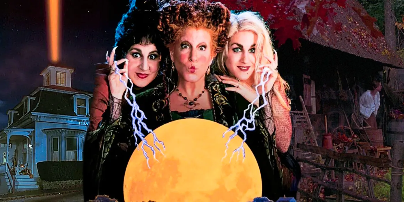 Collage of the Sanderson sisters and Hocus Pocus and locations Image