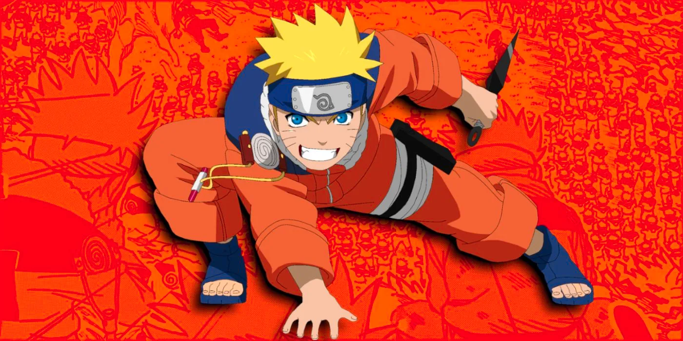 Collage style image featuring Naruto Uzumaki performing the clone jutsu for the first time in Naruto Image