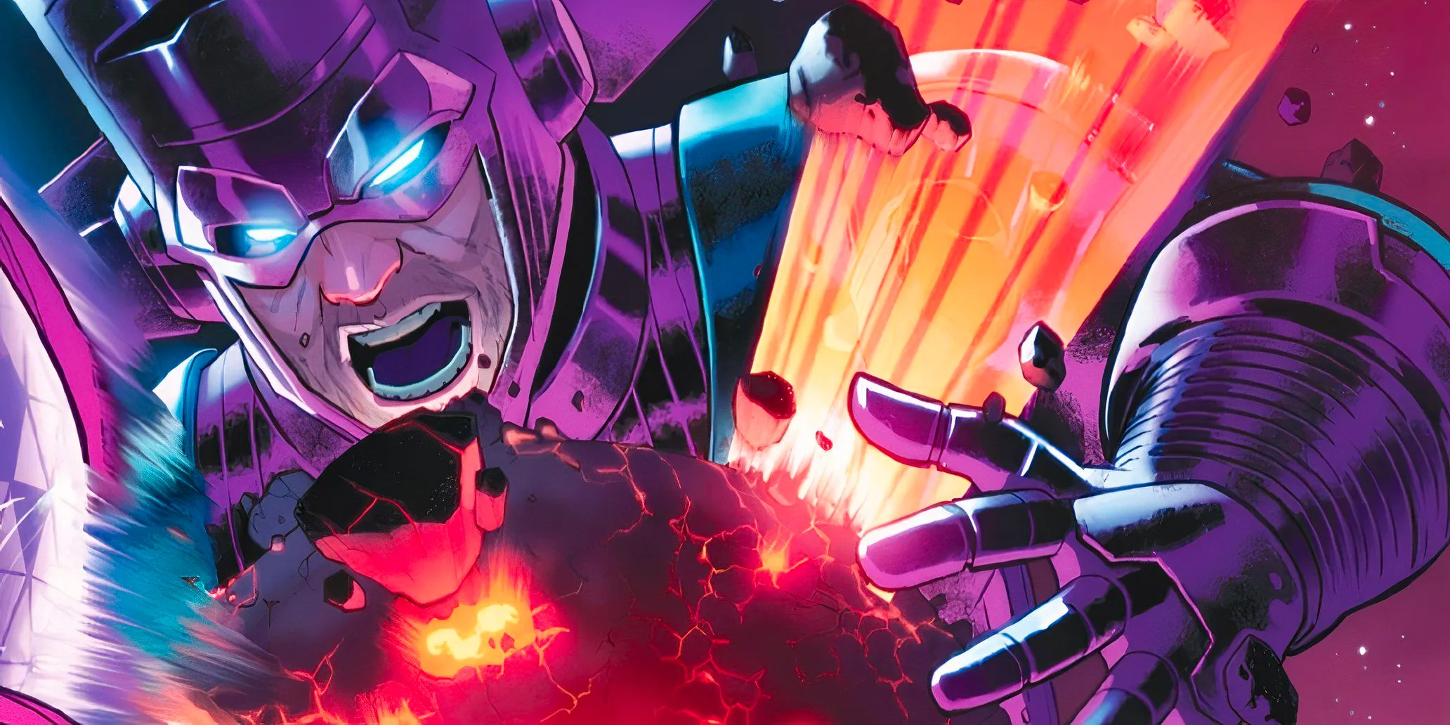 Comic book art: Galactus consumes a planet to satiate his infinite hunger. Image