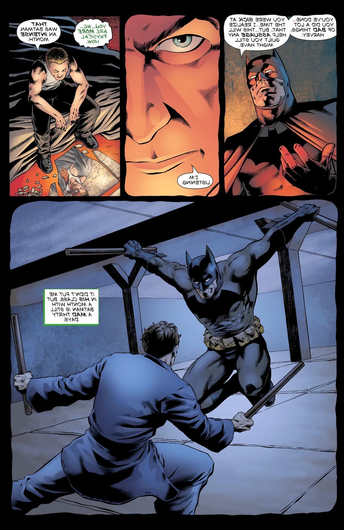 Comic book page: Harvey Dent Trains With Batman Image