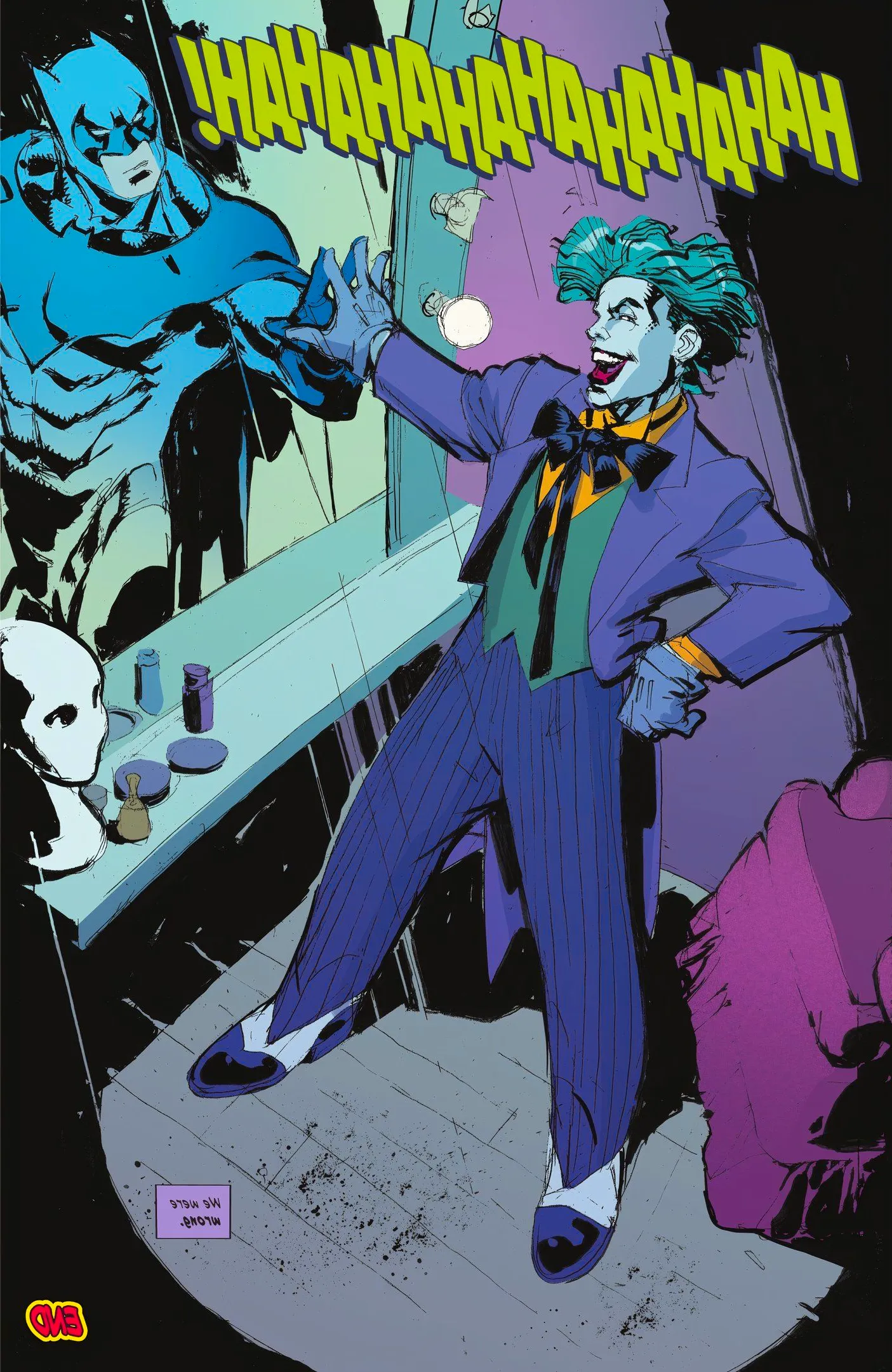 Comic book page: Jason Todd Becomes The Joker With Batman In The Mirror Image