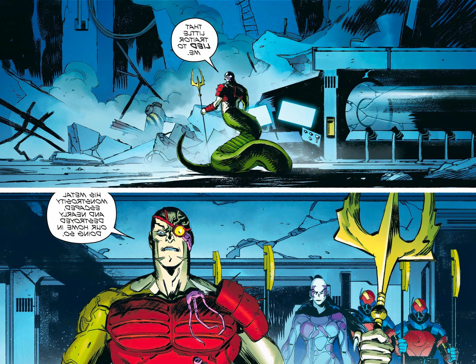 Comic book panels: Golobulus and Pythona in Cobra La. Image